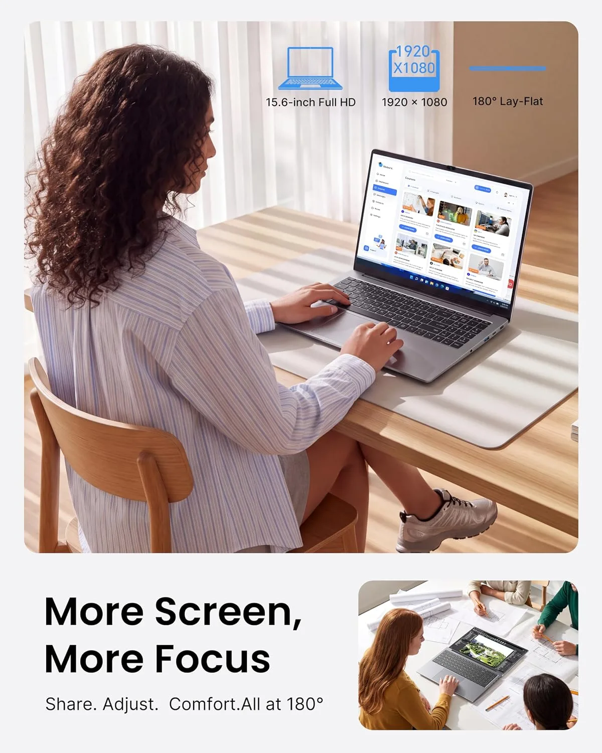 15.6 Inch Win 11 Laptop Computer, N4020, 4GB DDR4 RAM, 128GB Storage