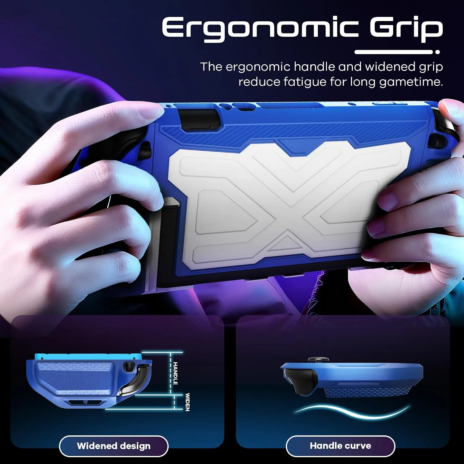 Toladoshop Dockable for Switch 2 Grip Case (2025) Accessories, Armor Slim Military-Grade Protection for Detachable 3PCS Design Joncon Holder with Screen Protectors and Joystick caps, Blue