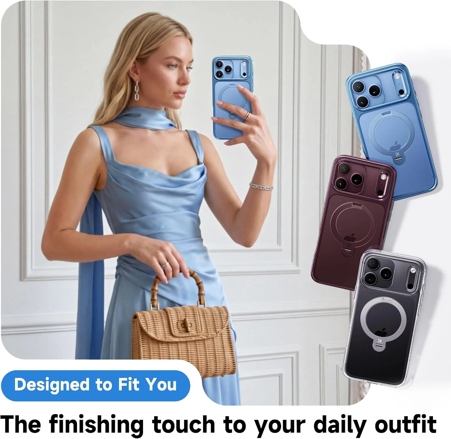 CASEKOO Glacier Blue for iPhone 18 Pro Max Case, 360 Spin Magnetic Stand