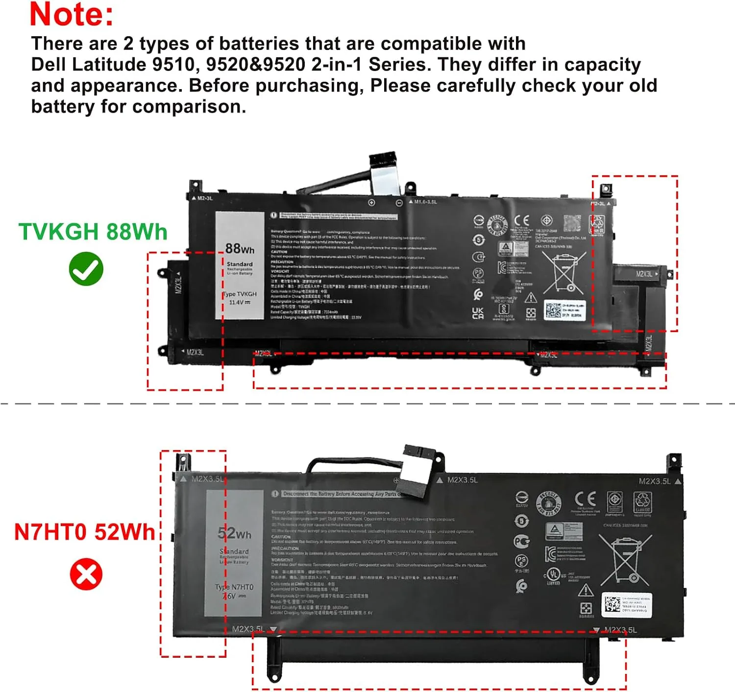 TVKGH Laptop Battery for Dell Latitude 9510 9520 Series