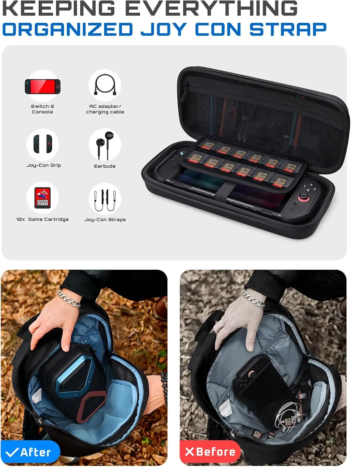 SUPCASE Pro Edition Carrying Case for Nintendo Switch 2 2025, Blue/Red