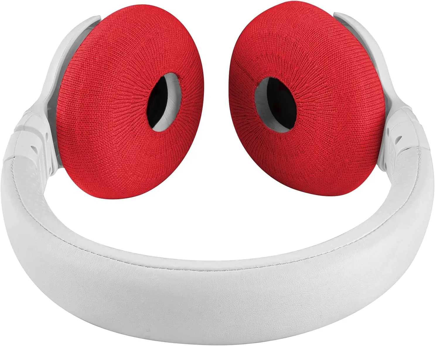 Geekria 2 Pairs Knit Headphones Ear Covers - Product Safety Certified - Washable & Stretchable Sanitary Earcup Protectors for On-Ear Headsets, Sweat Pads for Gym, Meeting (Size S/Red)