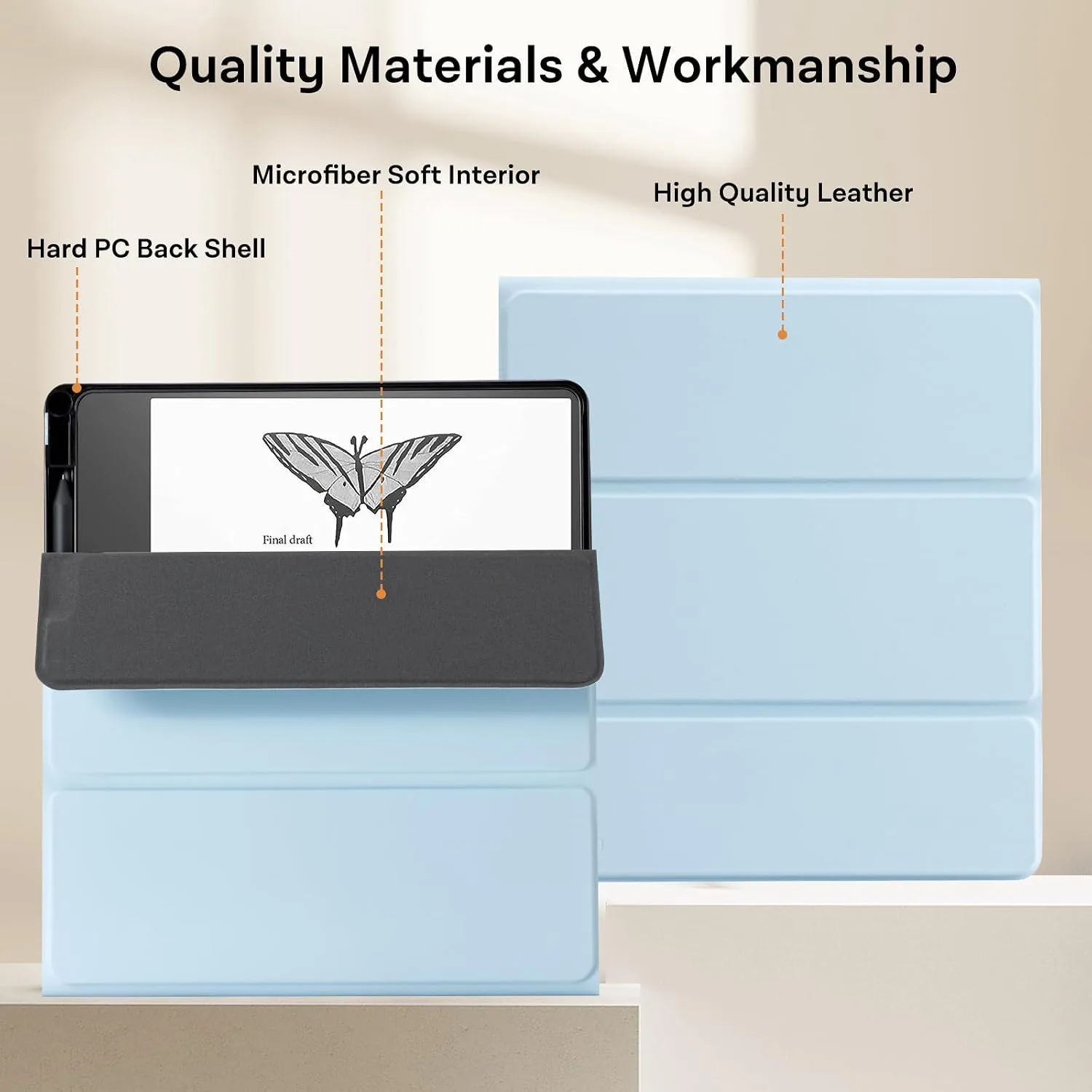 CoBak Stand Case for TCL - Premium Folio Leather Cover with Pen Holder, Auto Sleep/Wake - Compatible with 10.2 Inch eBooK Reader