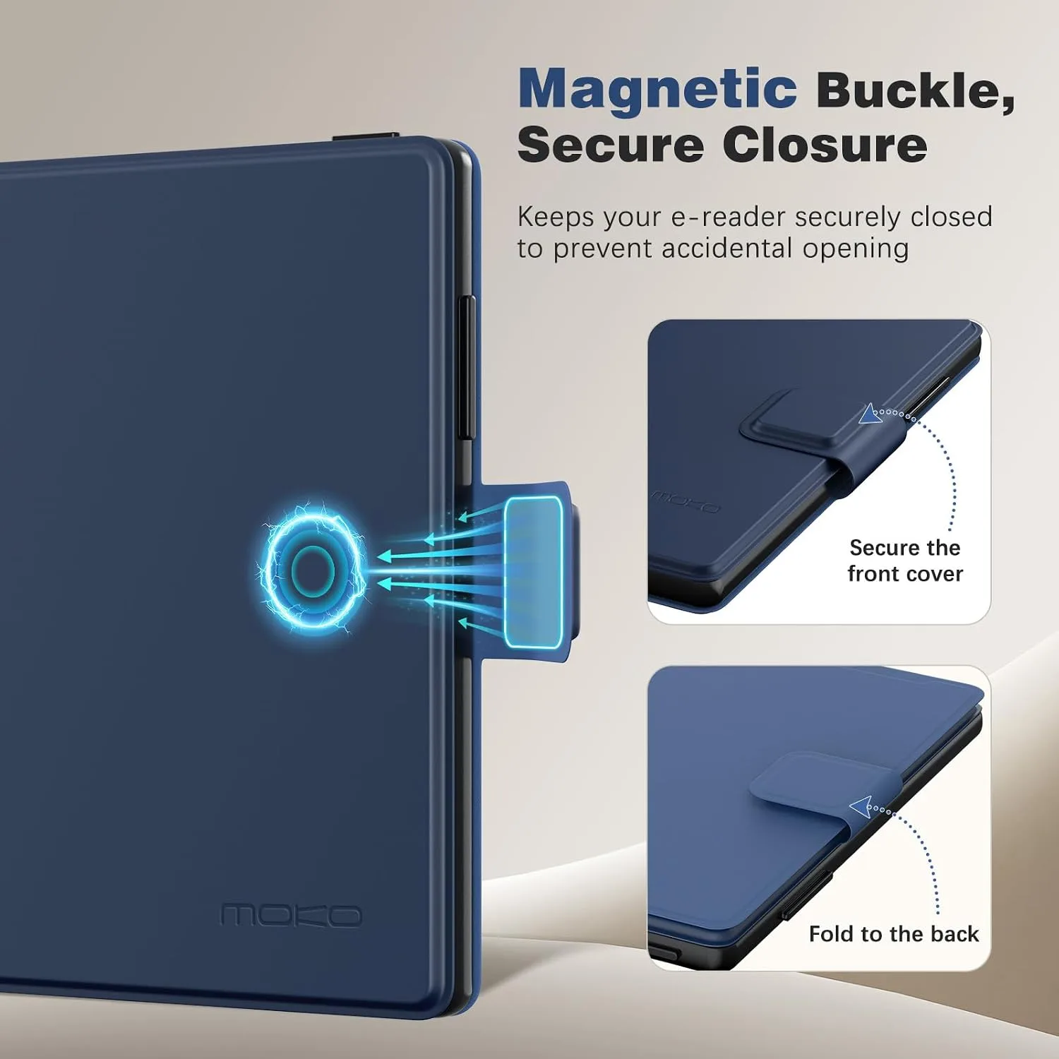 MoKo Magnetic Slim Folio Case for 3.7" XTEINK X3 eReader 2026, Navy Blue