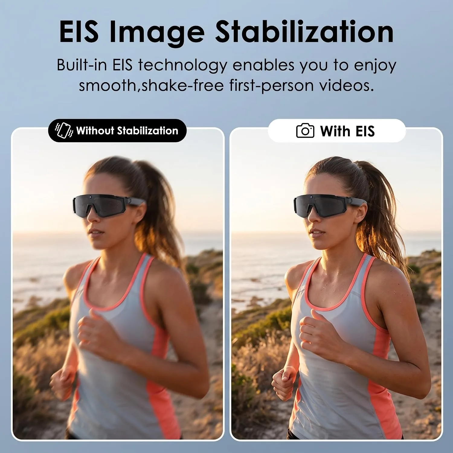 AI Smart Glasses with Camera, Bluetooth Sunglasses for Sports-Black