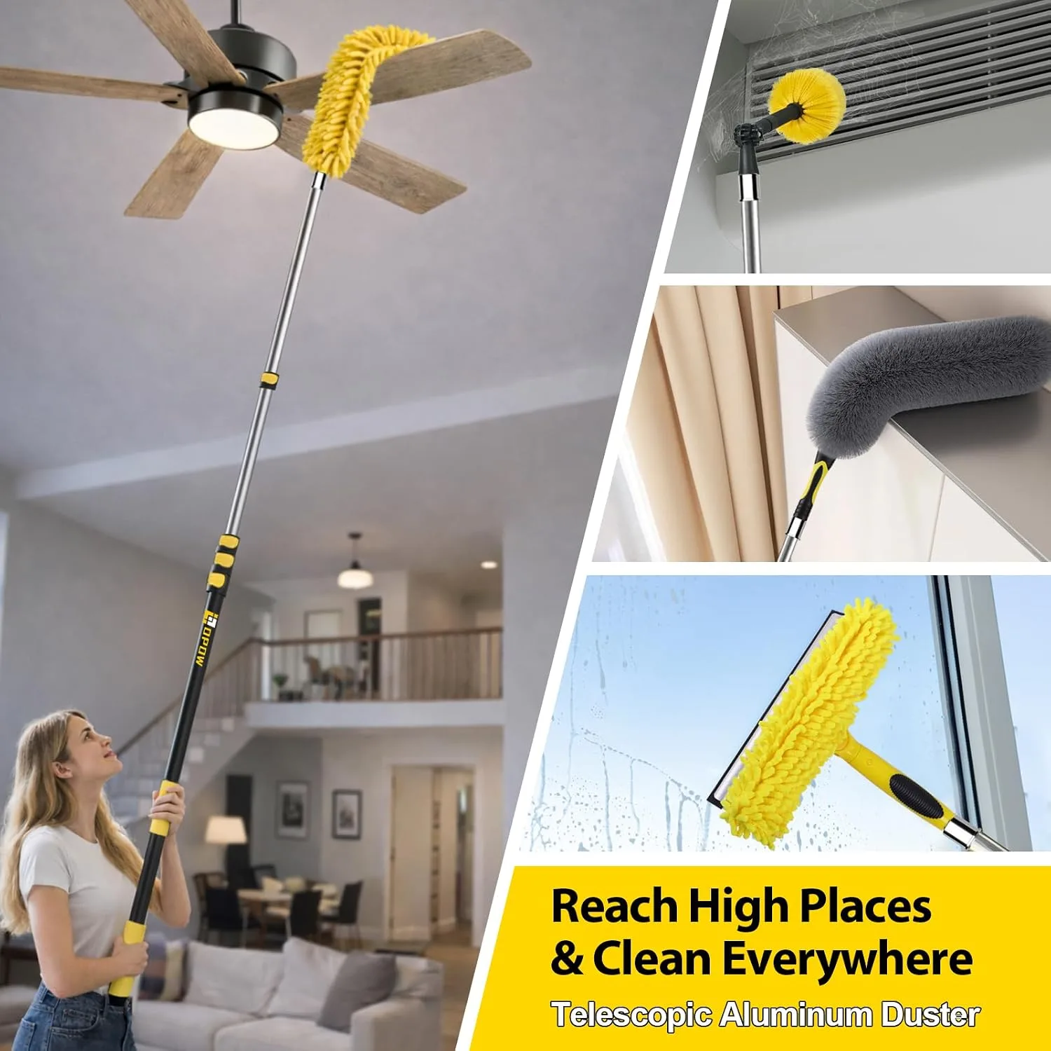 25 Foot High Ceiling Duster Kits with 4.5-18ft Heavy Duty Extension Pole