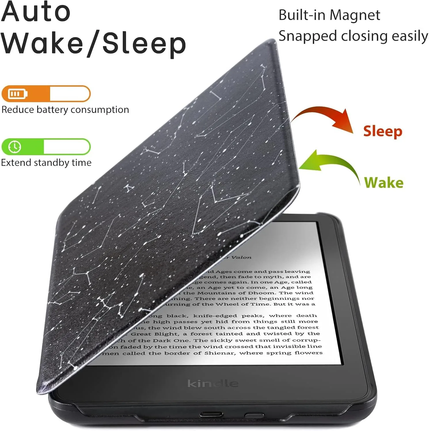 CoBak Case for All New 6 Inch Kindle 2024 and 2022 (11 Generation) - PU Leather Smart Cover, Auto Sleep and Wake, Premium Protective Case for Kindle Basic