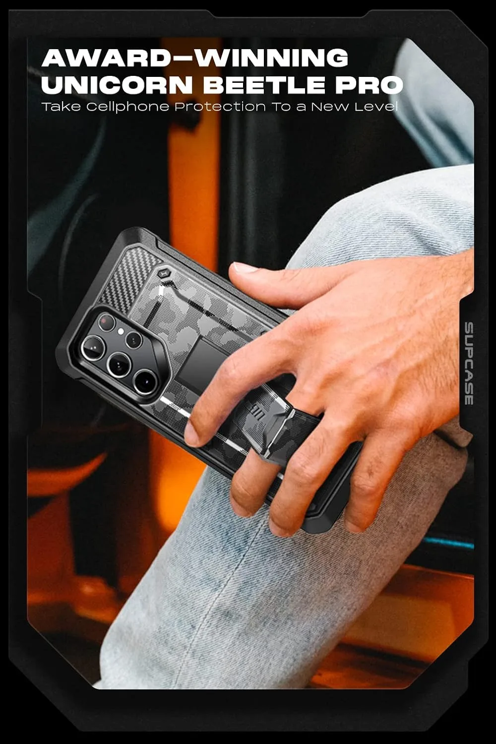 SUPCASE for Galaxy S23 Ultra Case with Built-in Screen Protector, CamoGray