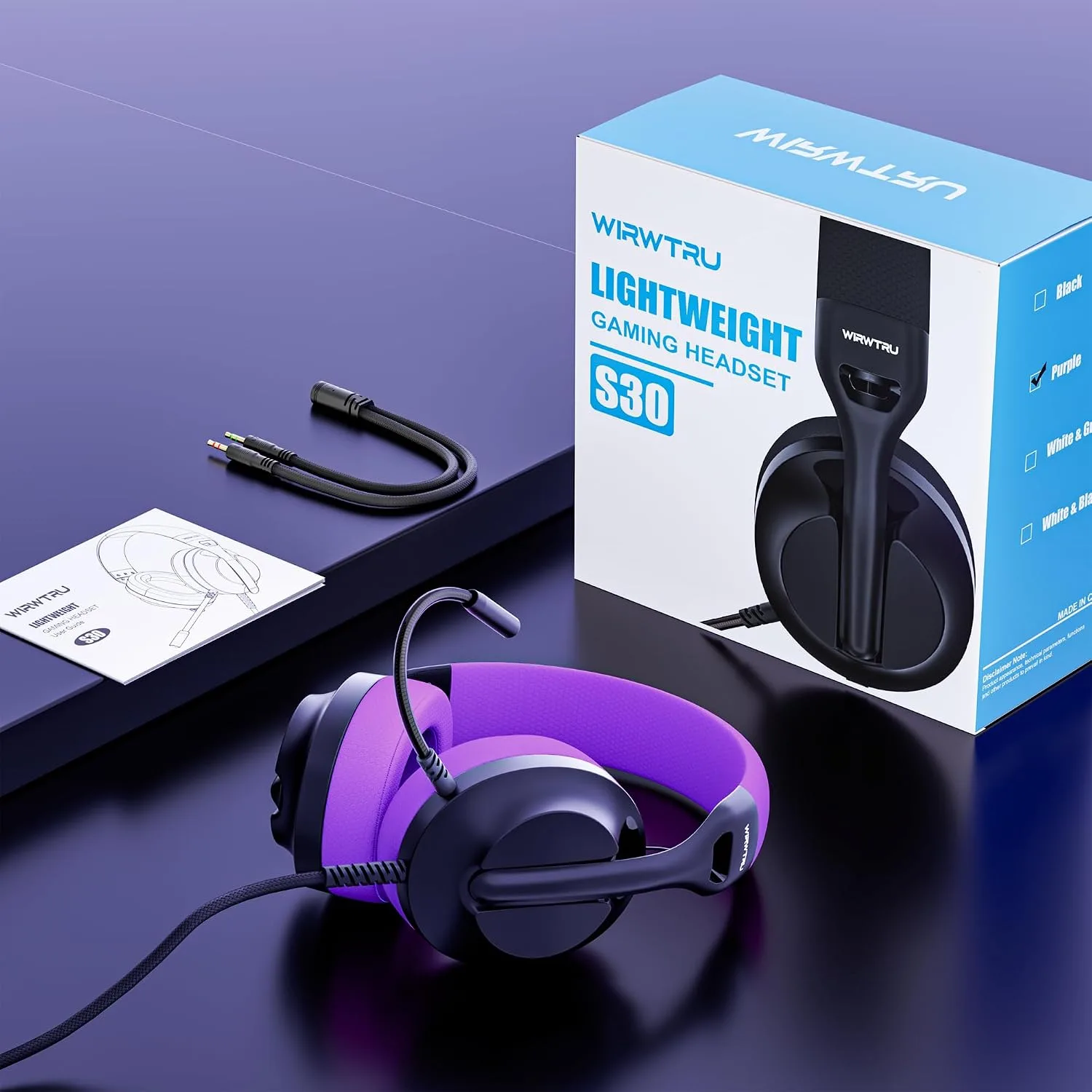 WIRWTRU Wired Gaming Headset for PS5, Xbox, Xbox Series X|S, PC, PS4