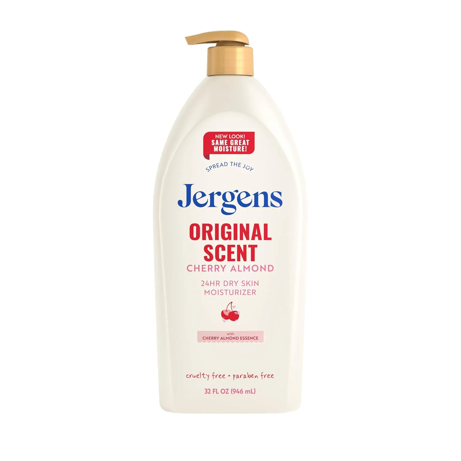 Jergens Cherry Almond Hand & Body Lotion, Dry Skin, 32 fl oz