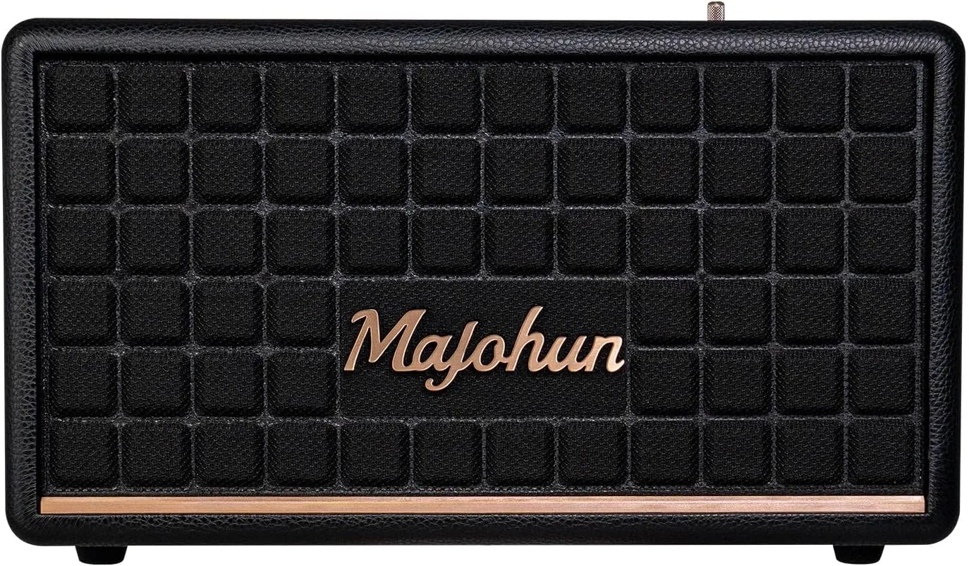 120W Peak Vintage Wood Bluetooth 5.4 Speaker, TWS Stereo,Loud Stereo Sound with Bass and Treble Controls | Plug-in Powered | 3.5mm Aux Input(Black)