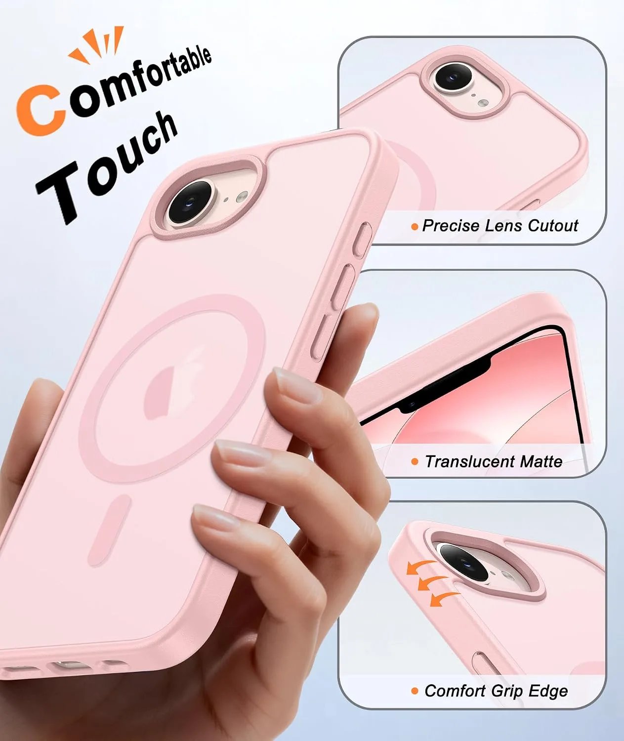 FNTCASE for iPhone 17e / 16e Case Fit for MagSafe Light Pink