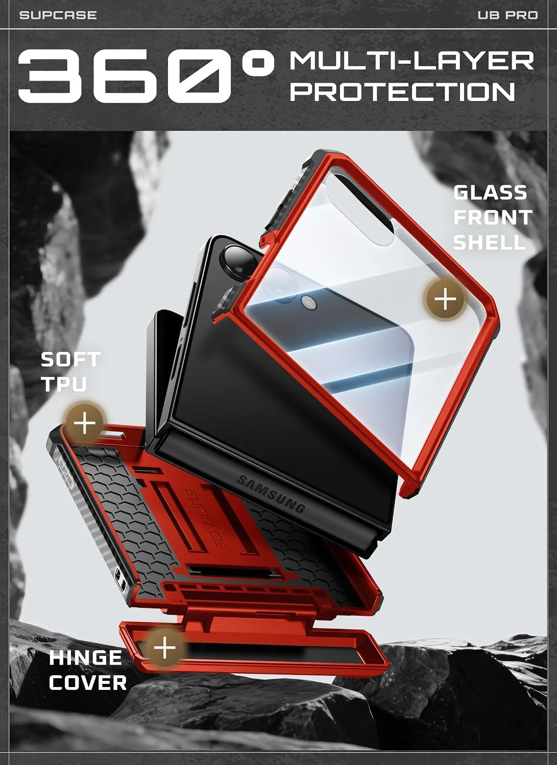 SUPCASE for Samsung Galaxy Z Flip 7 Case with Built-in Kickstand, Ruddy