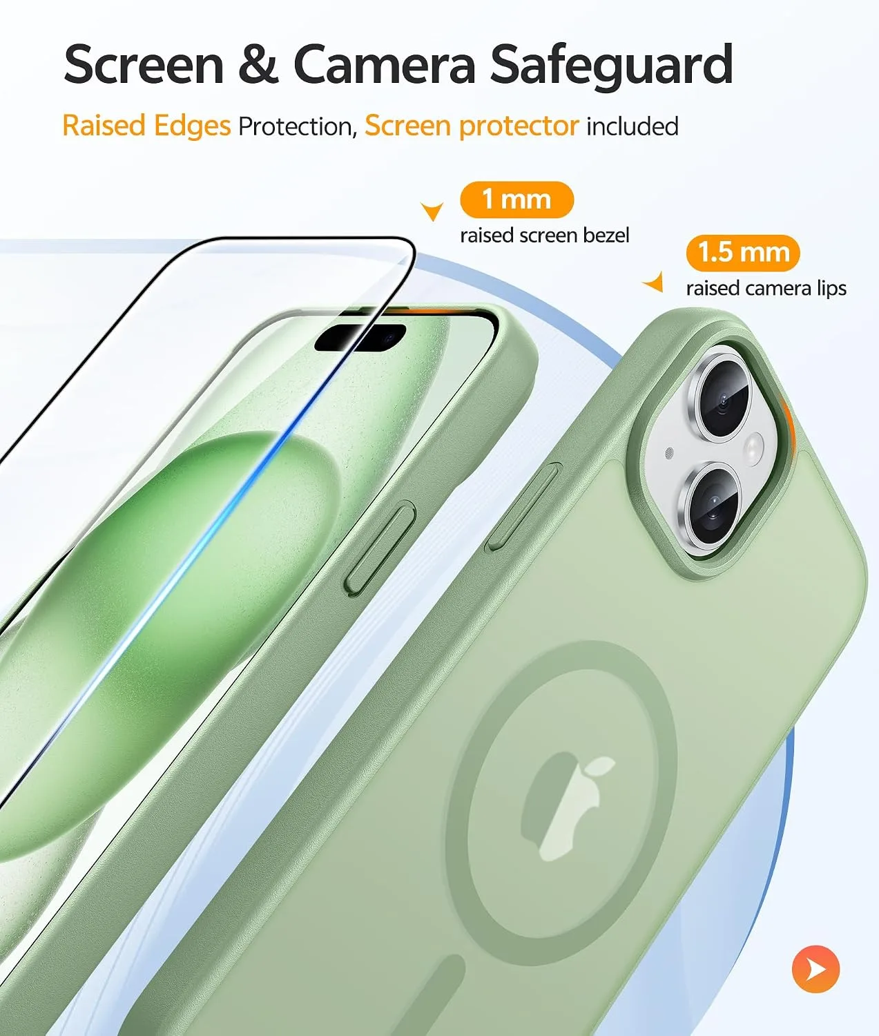 FNTCASE for iPhone 15/14/13 Case, Fit for Magsafe, Light Moss