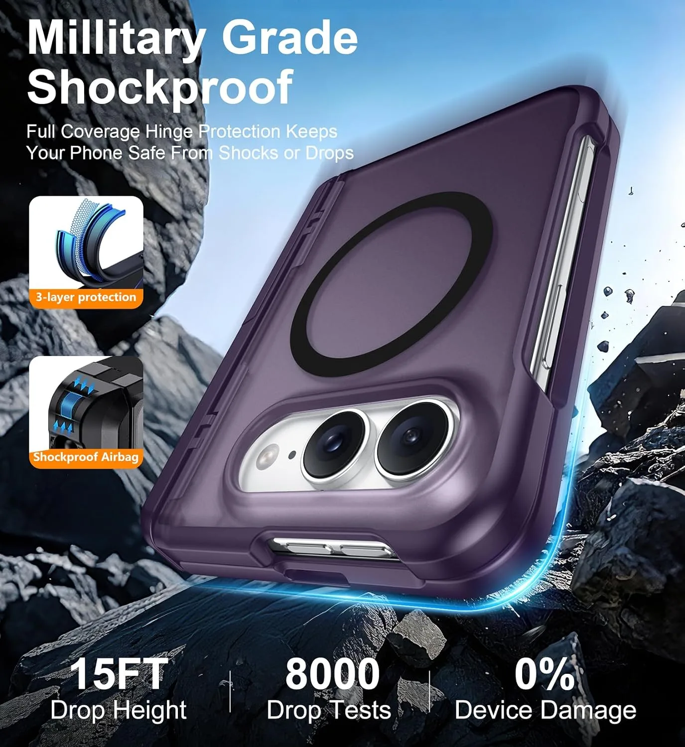 SPIDERCASE Magnetic for iPhone Duo Case, with Stand, Purple