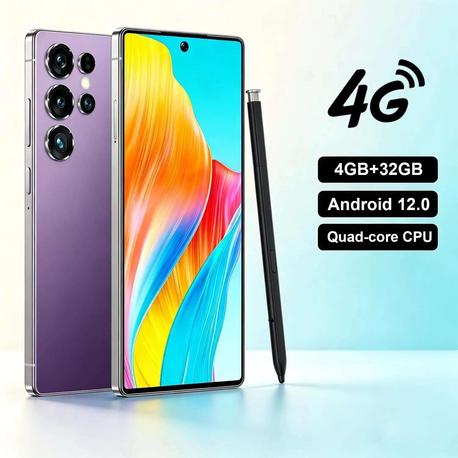 4G Smartphone Unlocked, 6.6" HD+ Display, 4GB+32GB Expandable to 256GB, Android 12, Dual Camera Dual SIM, Long Battery Life, Face ID, OTG, Type-C (Purple)