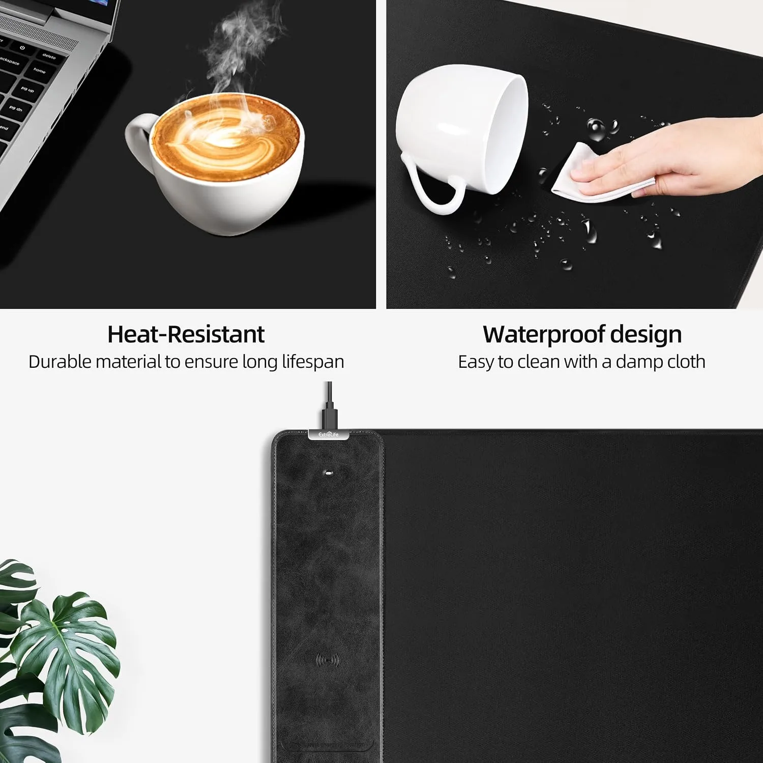 Wireless Charging Mouse Pad, Gaming Mouse Pad with Ultra-Smooth Surface, 31.5"x15.75" Large Desk Mat, Non-Slip Rubber Base, Waterproof Computer Keyboard Pad for Gaming, MacBook, Laptop, Desk
