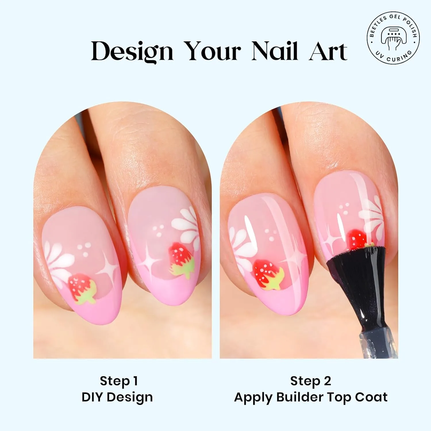 Beetles Press On Nails Kit - Short Almond French Tip Nails Kit, 224 Pcs