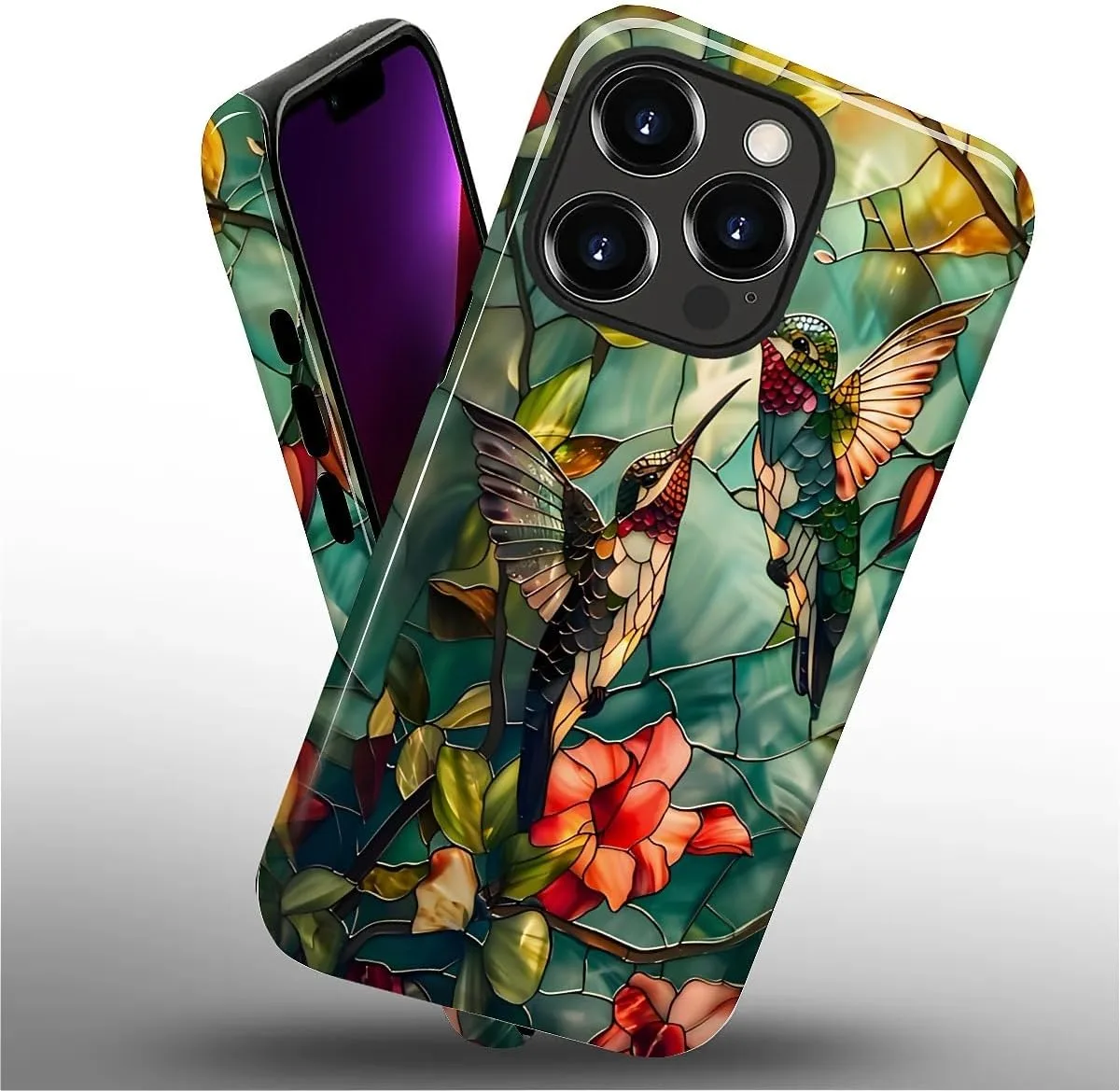 DAIZAG Case for iPhone 13 Pro,Mixed 2 Layer Design Shockproof Soft TPU Ddouble Protection Phone Case for iPhone 13 Pro-Gorgeous Hummingbird