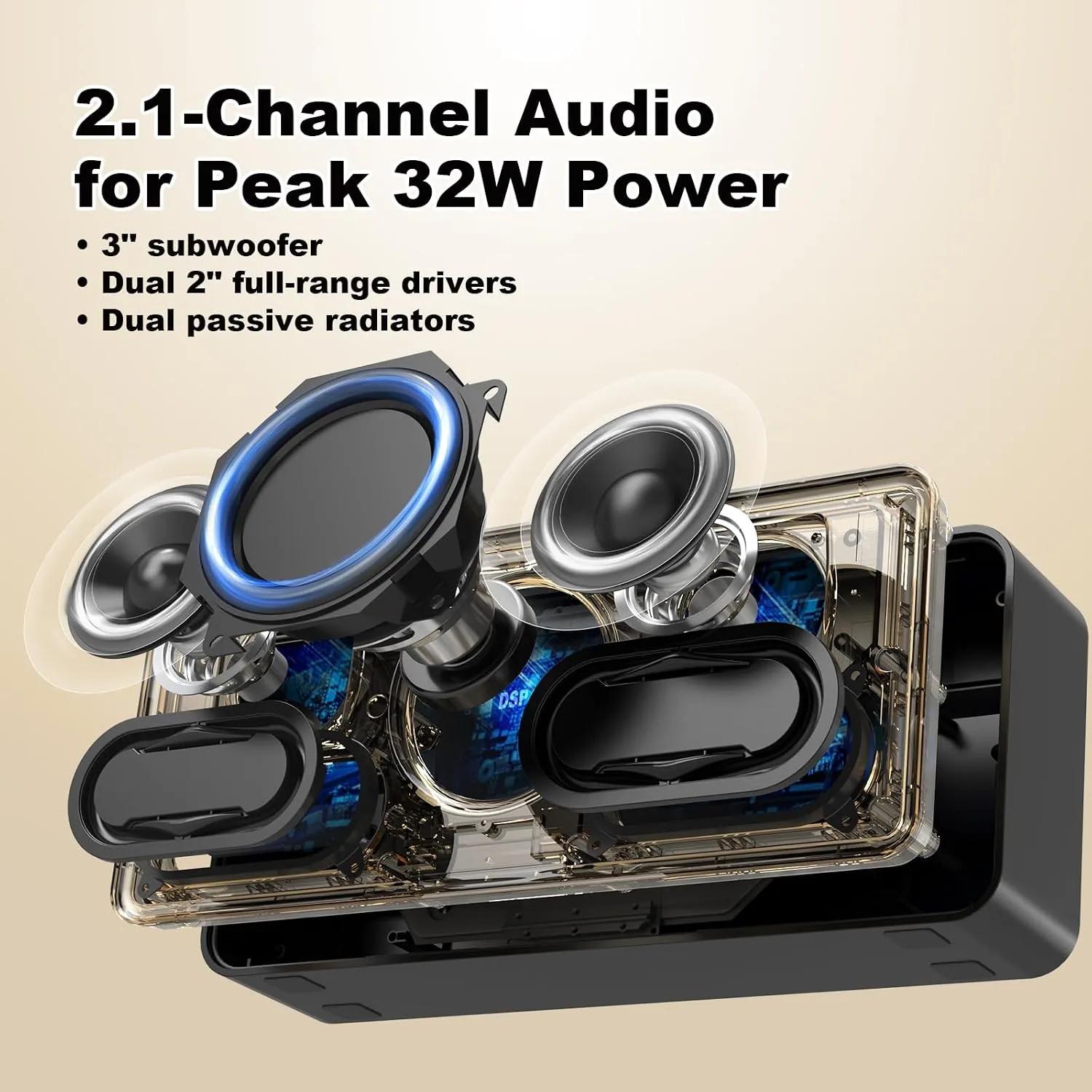 DOSS SoundBox XL 32W Bluetooth Speaker for House 2.1 Channel with Subwoofer