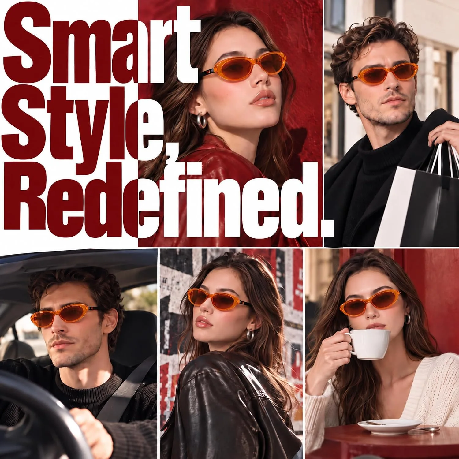 Bluetooth Audio Smart Glasses for Women Men, Polarized Bluetooth Sunglasses with Open Ear Speaker, Voice Control, Magnetic Charging, Brown