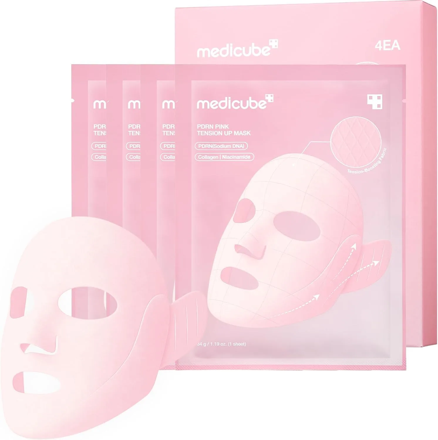 medicube PDRN Pink Tension Up Sheet Mask - 3-Step Contouring Mask
