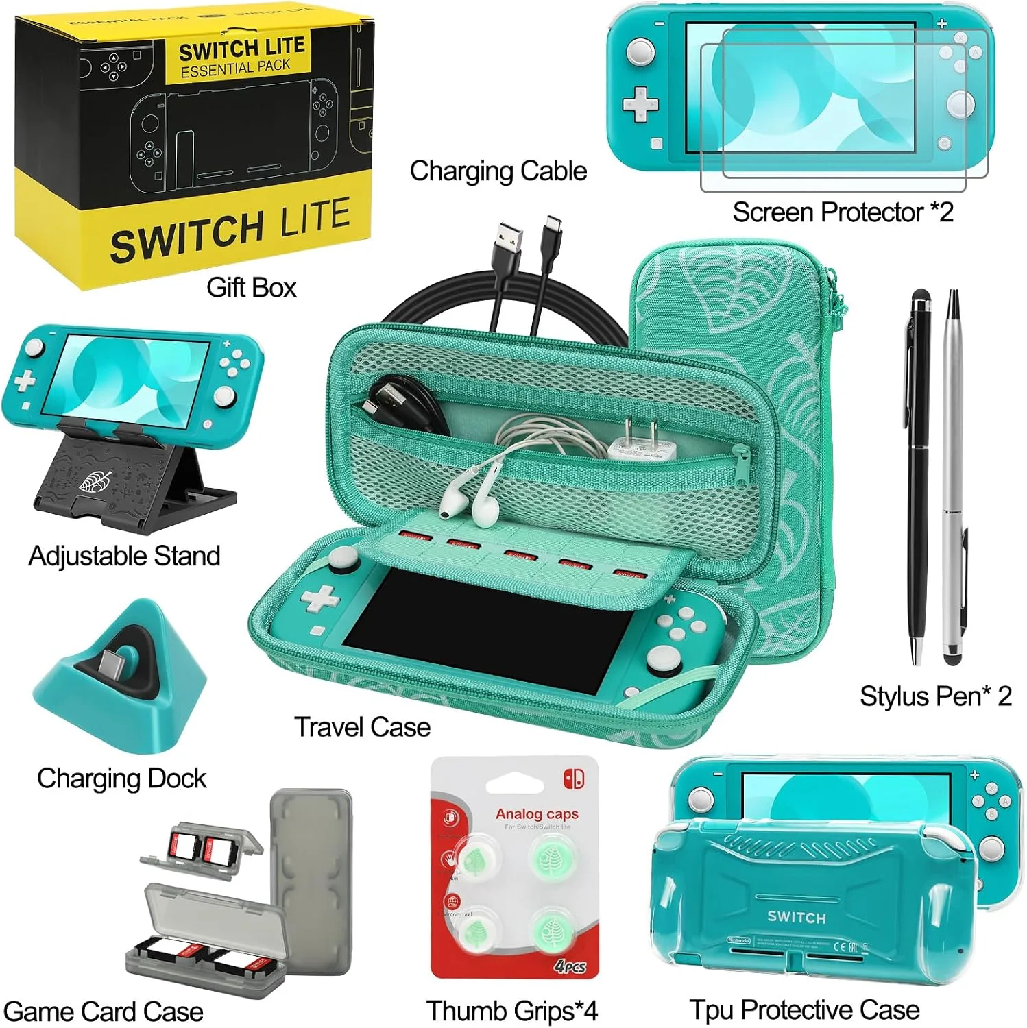 Switch Lite Case 16-in-1 Accessories Bundle for Nintendo Switch Lite (2019)