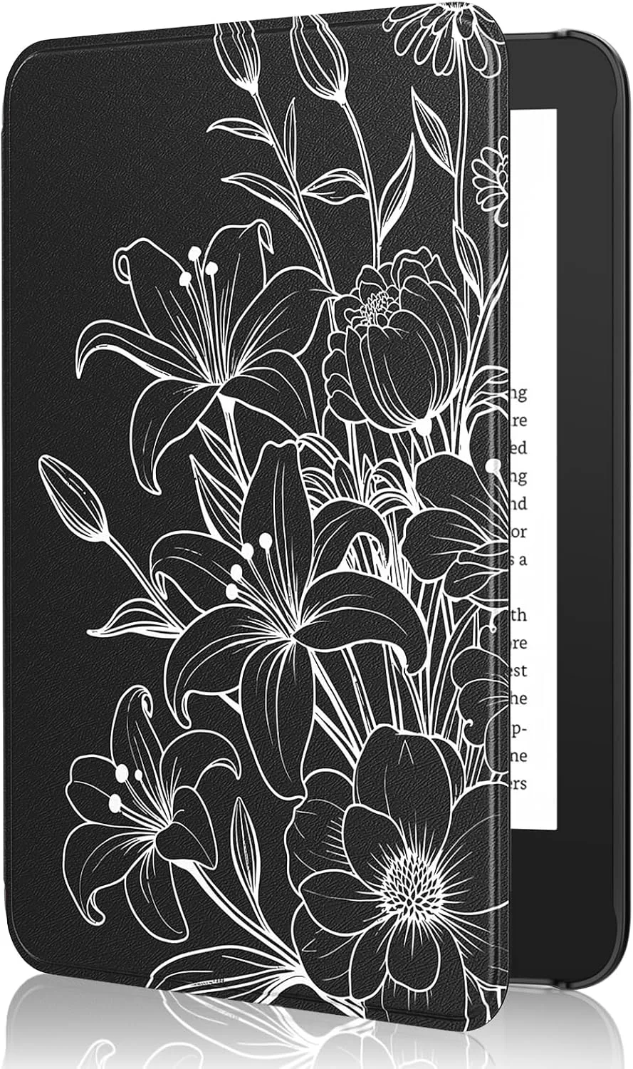 MoKo Case for 6" Amazon Kindle Basic 11th Gen 2024/2022, Line Flower