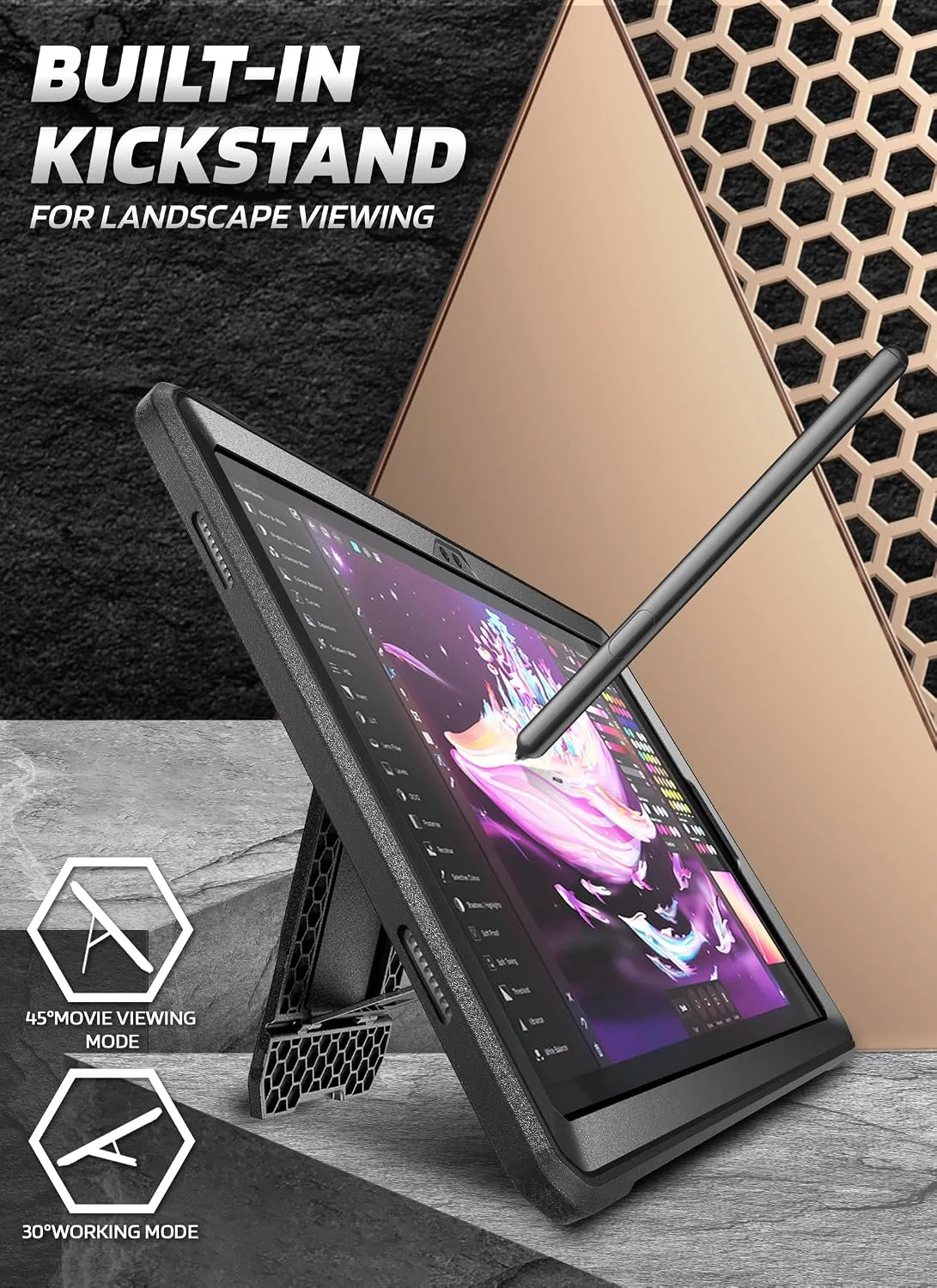 SUPCASE for Samsung Galaxy Tab A11+ Plus Case with Screen Protector, Black
