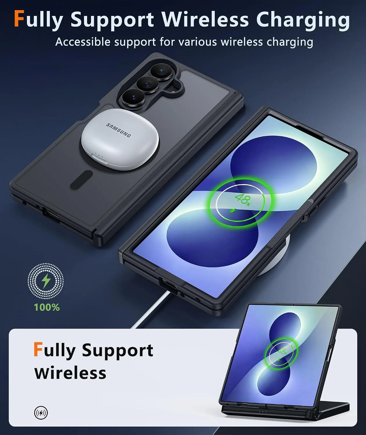 FNTCASE for Samsung Galaxy Z Fold 7 Case Magnetic with Hinge Protection