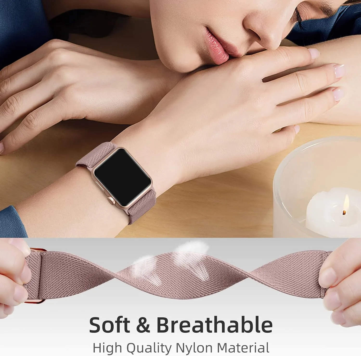DaQin 3 Pack Stretchy Solo Loop Compatible with Apple Watch Bands Men Women