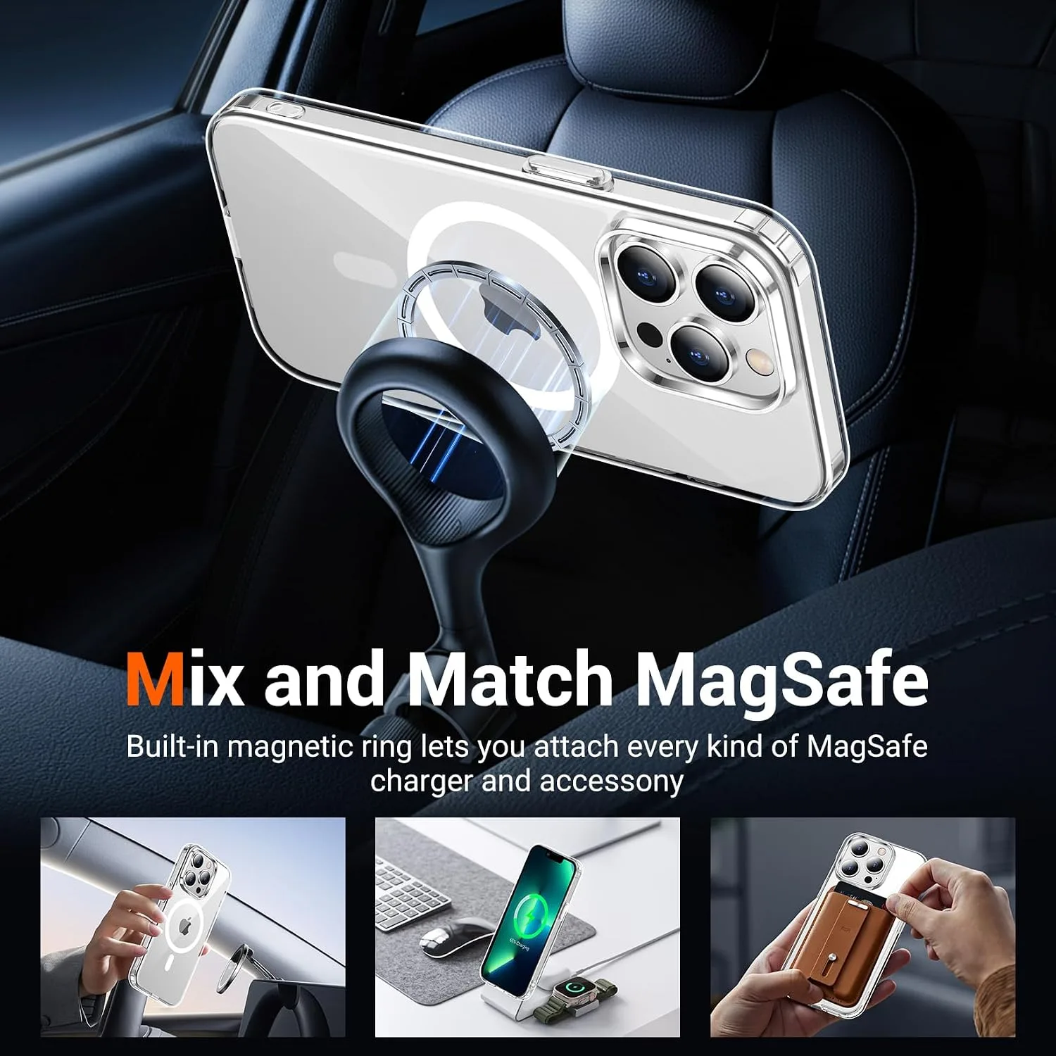 Temdan for iPhone 13 Pro Max Case with Screen Protector Clear