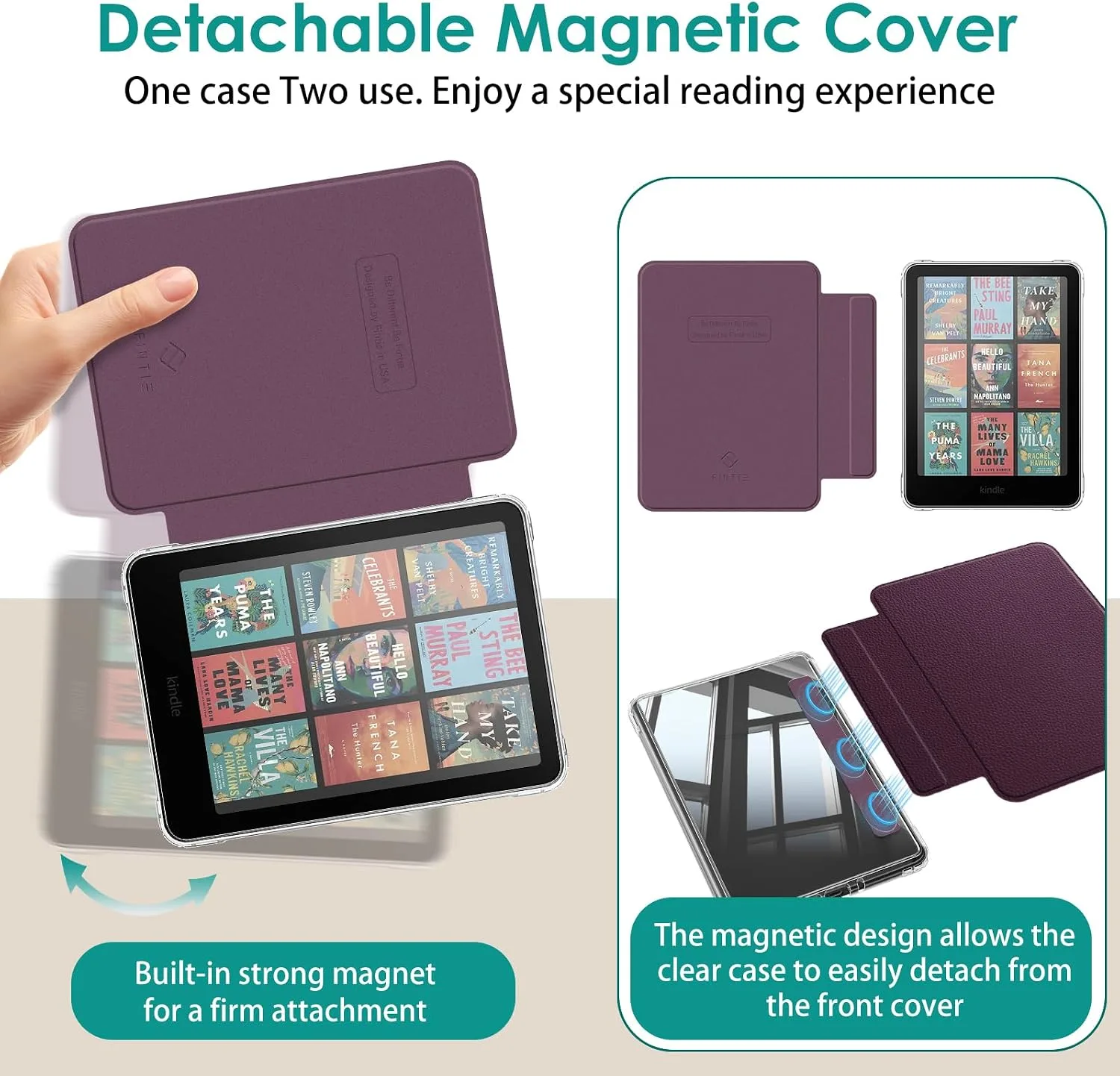 Fintie Detachable Case for Kindle Paperwhite 12th Gen 2024/Kindle Colorsoft