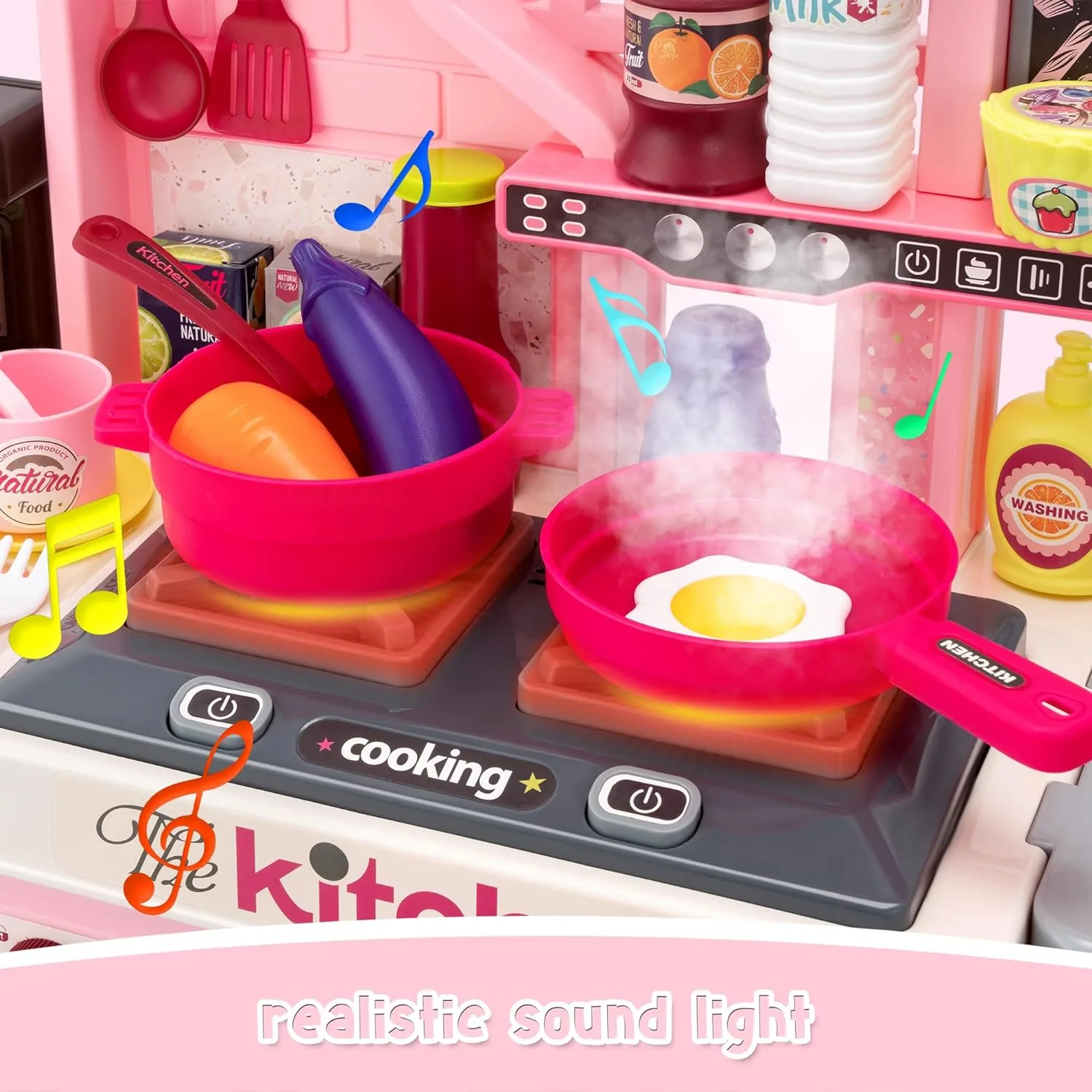 Kids Kitchen Playset,Cooking Stove,Play Sink,Oven,Lights & Sounds,Ages 3+