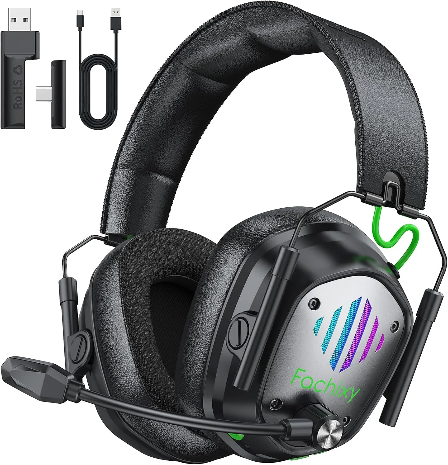 Wireless Gaming Headset for PS5, PS4, PC, Switch, 20ms Low Latency with Mic