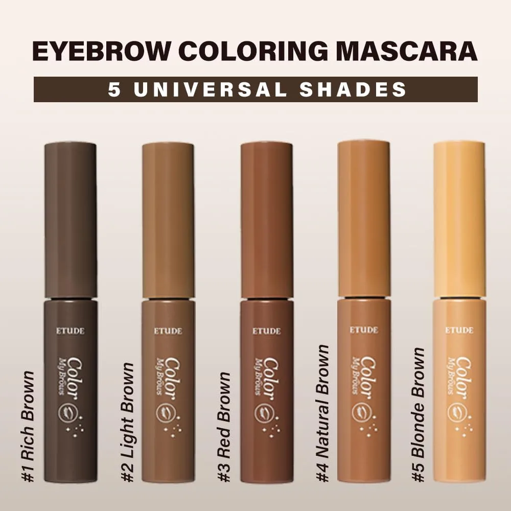 ETUDE Color My Brows Big Size Brow Mascara, Rich Brown, Eyebrow Tint