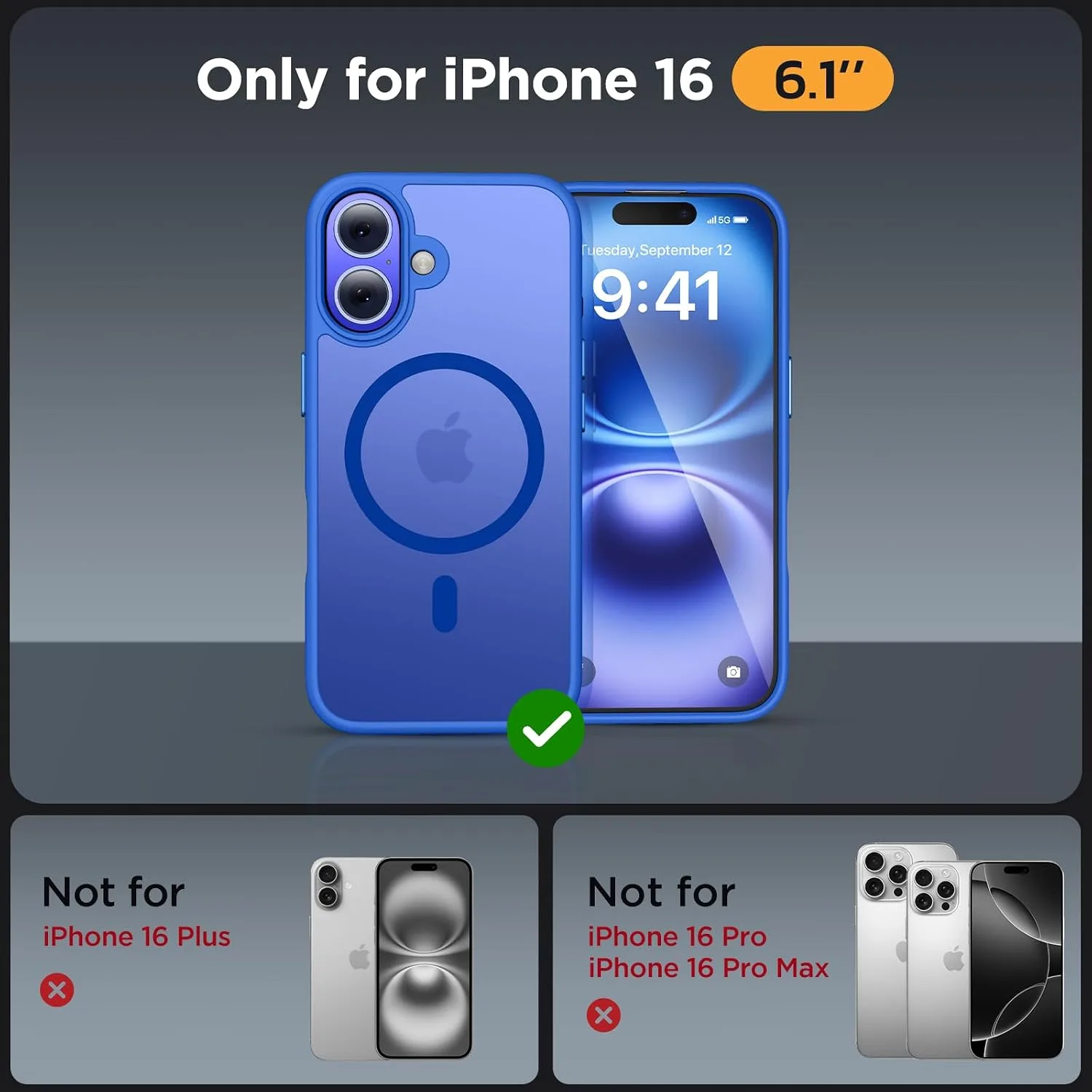 Miracase Magnetic Series for iPhone 16 Case [Compatible with MagSafe] Military-Grade Protection, Anti-Fingerprint, Slim Phone Case for iPhone 16 6.1 inch - Sea Blue