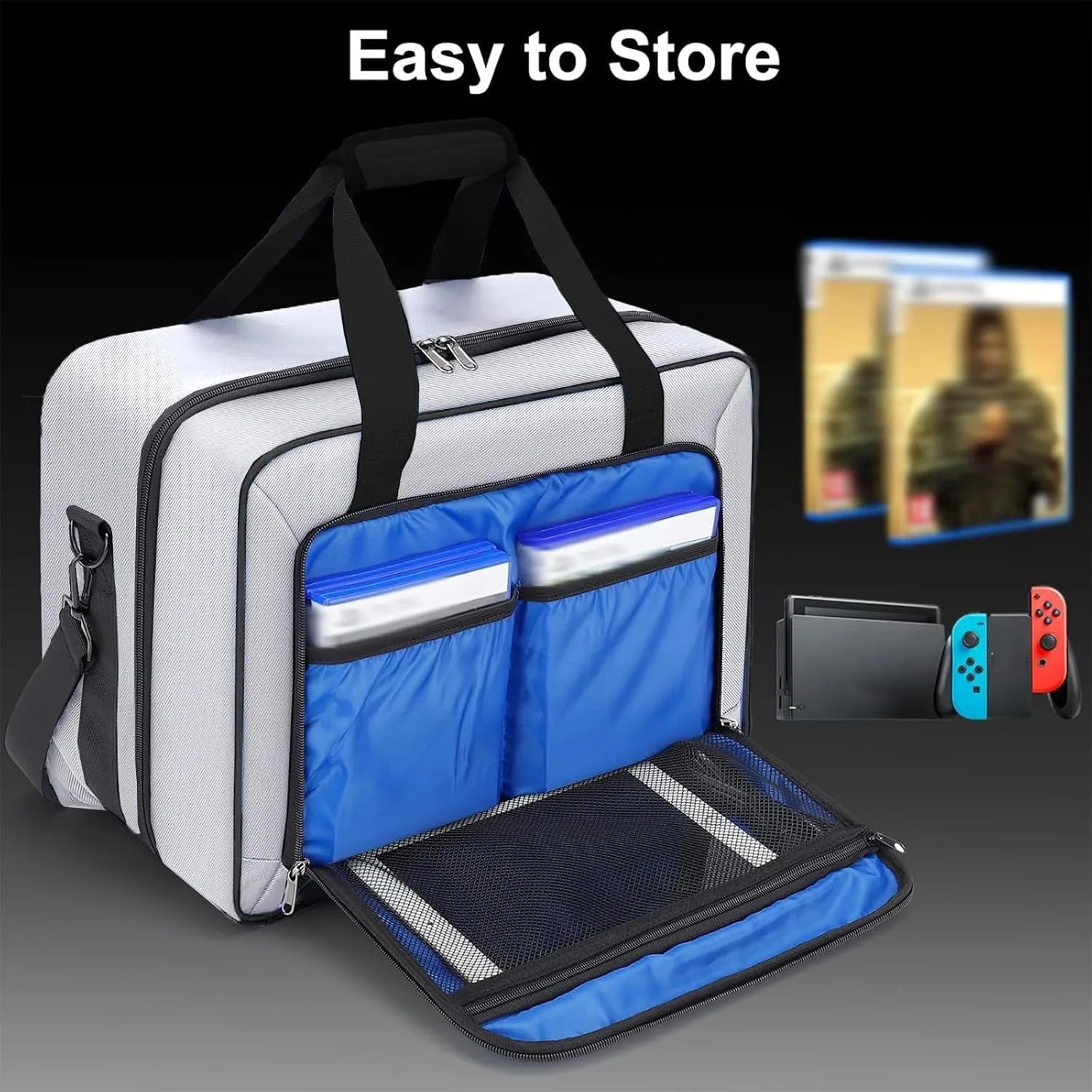 GDNasist Carrying Case Compatible with PS5/PS5 Pro/PS5 Slim, Grey