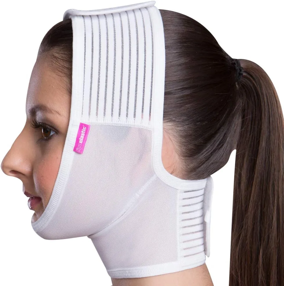 LIPOELASTIC- FM extra- Post Surgical Chin and Neck Lifting Compression Mask for Women and Men with Velcro fastener