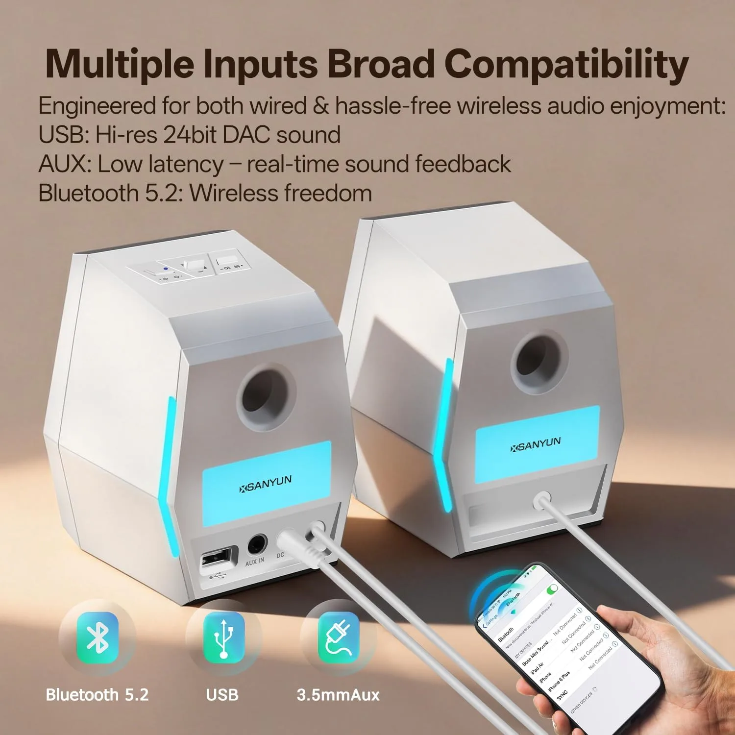 Sanyun SW209 36W 2.0 Gaming Speakers, Tactical Audio Map with 3 DSP Modes