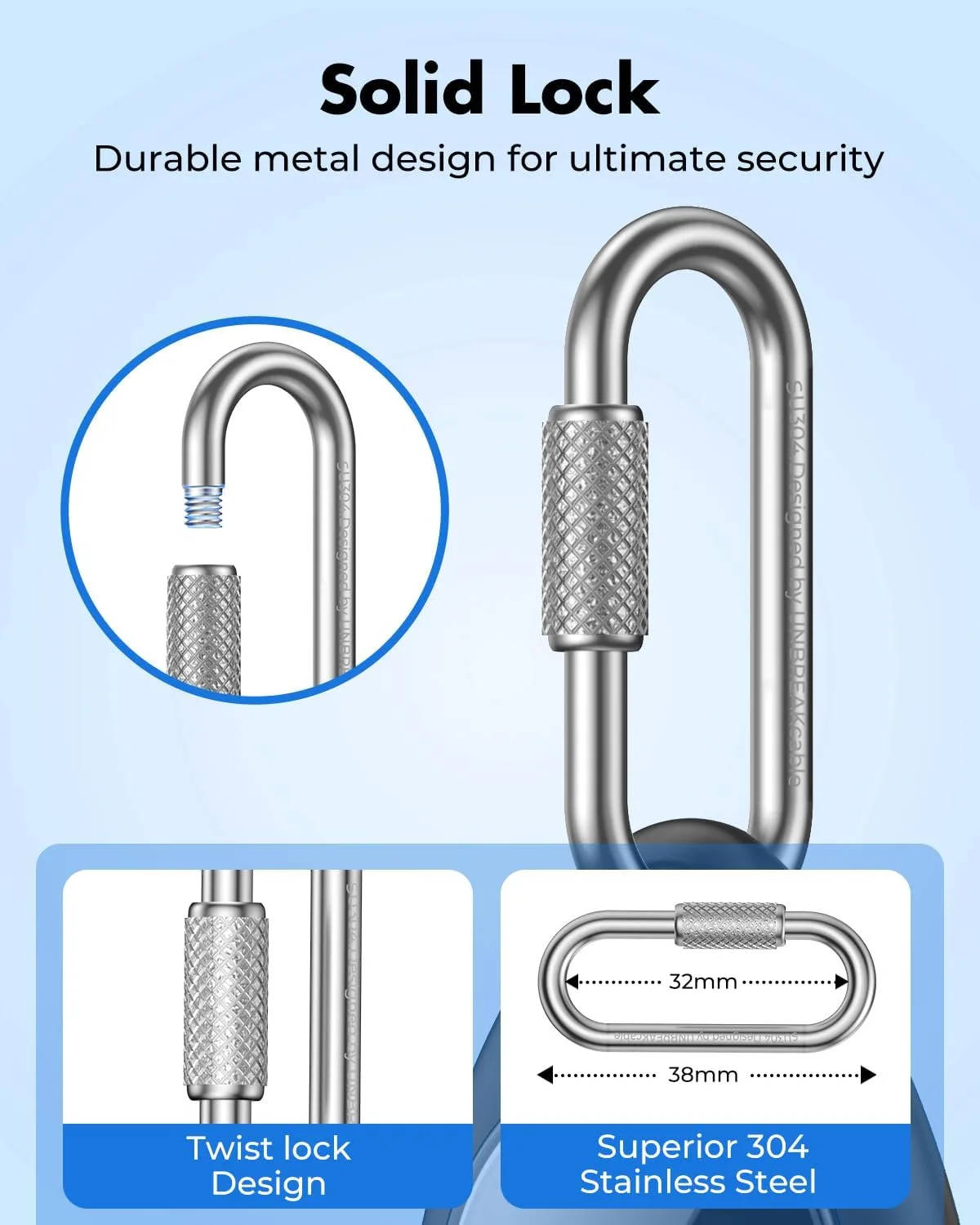UNBREAKcable for AirTag Holder Case with Professional Carabiner, 4 Pack