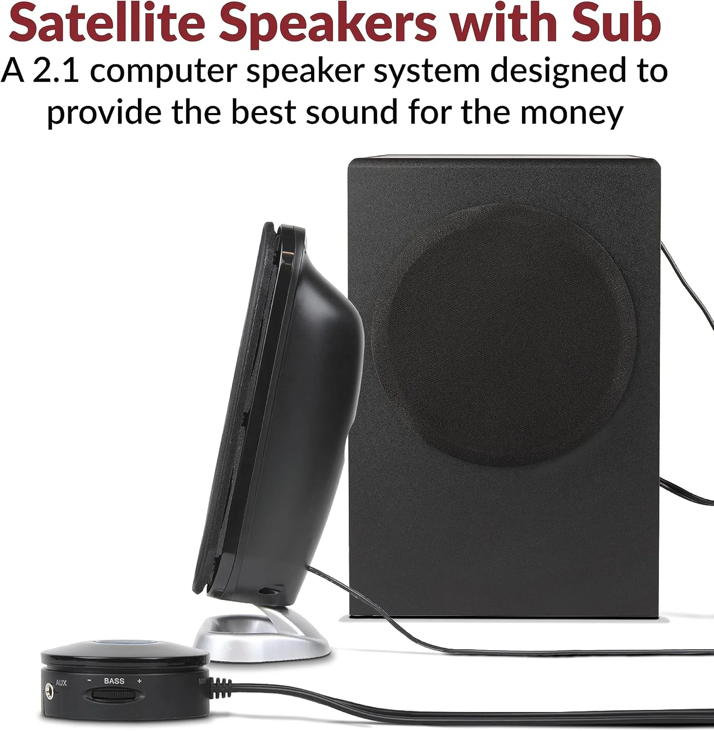 Cyber Acoustics CA-3810 2.1 Speaker System, 80W, Subwoofer