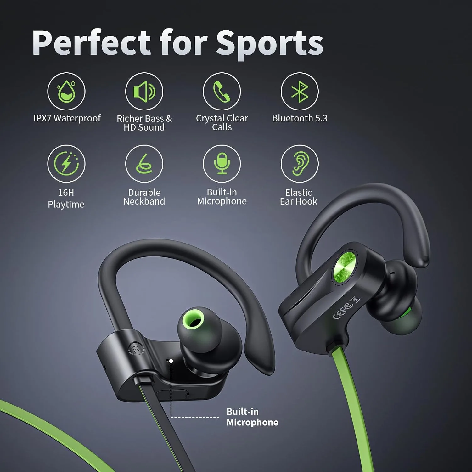 JOYWISE Bluetooth Headphones, Wireless Earbuds with 16 Hrs Playtime for Gym