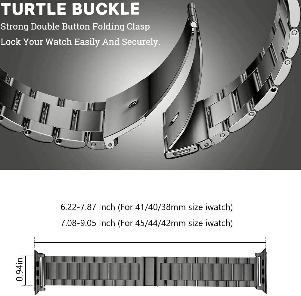 EPULY Compatible with Apple Watch Band 42mm 44mm 45mm 38mm 40mm 41mm Business Stainless Steel Metal Wristband for iWatch SE Series 8 7 6 5 4 3 2 1 for Men Women (Space Grey, 42mm/44mm/45mm)