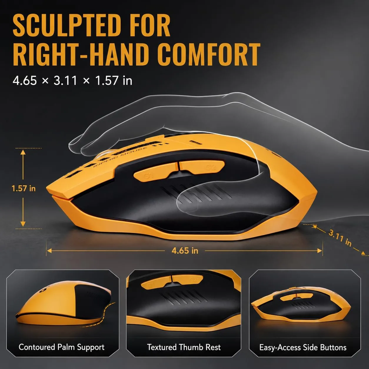 INPHIC A9 Wireless Gaming Mouse, Rechargeable, 12800 DPI, RGB Light