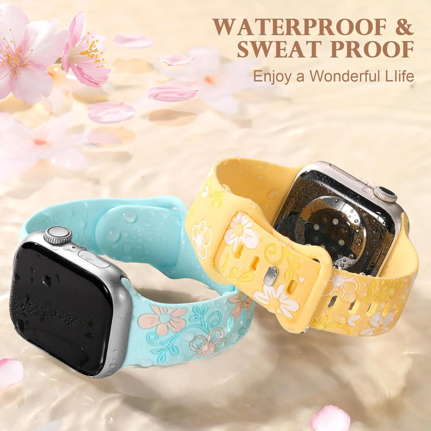 Witzon Floral Silicone Band Compatible with Apple Watch Bands For Women