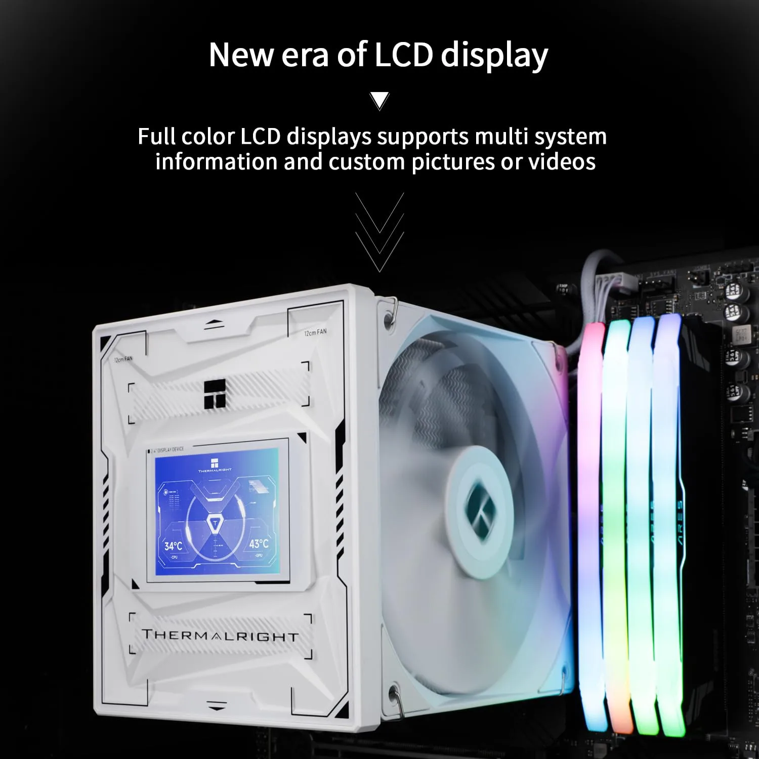 Thermalright Burst Assassin 120 Vision White CPU Cooler, 2.4inch IPS Display LCD Screen with 320x240 Resolution,Computer High Performance Radiator,for LGA1851/1700 and AM4/AM5,156mm High CPU Cooling