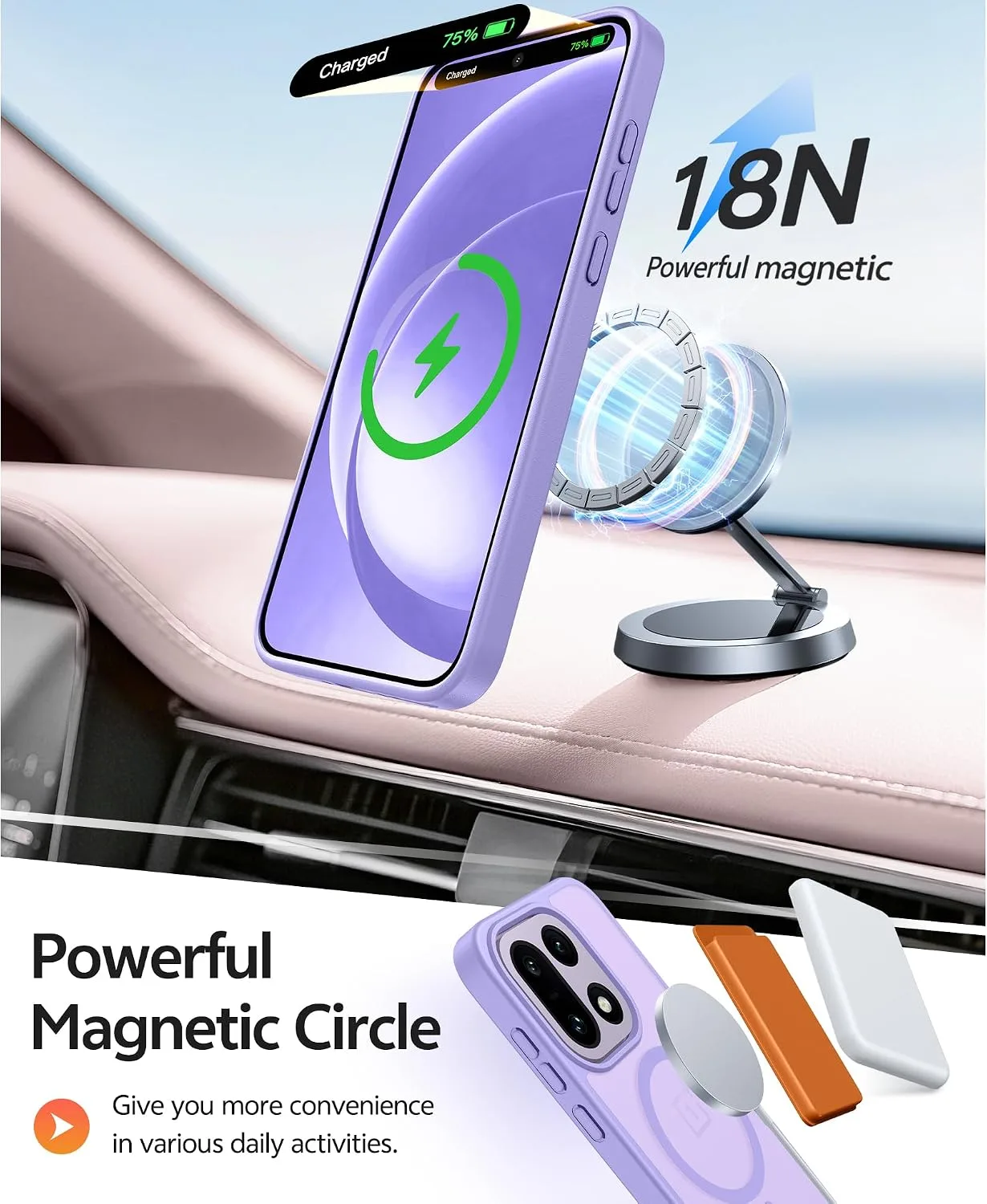 FNTCASE for OnePlus 15 Case, Fit for Magsafe, Light Purple