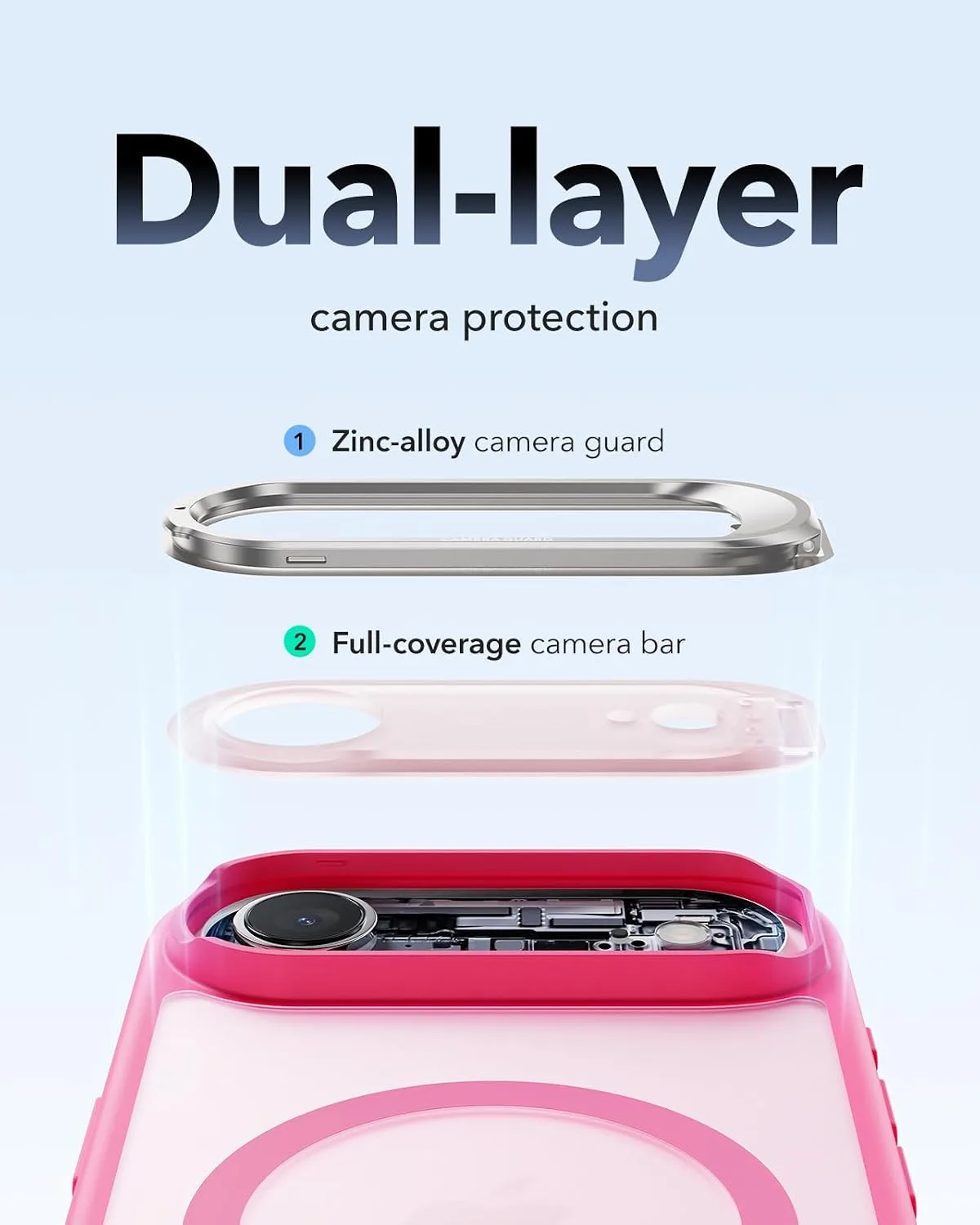 ESR Classic Hybrid Case for iPhone Air with Flex Stand, Frosted Pink