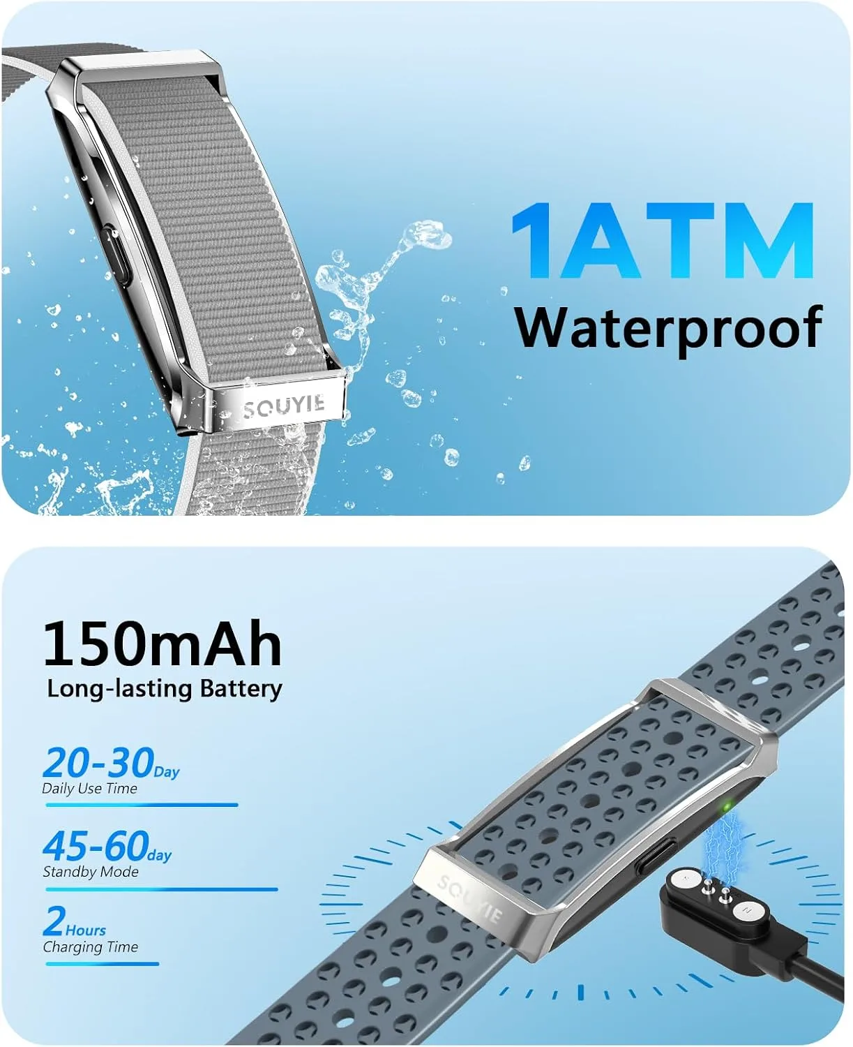SOUYIE Smart Bracelet for Men Women, 24/7 Health Activity Fitness Trackers